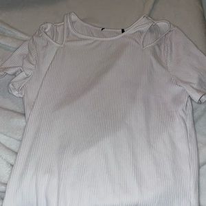 white, cold shoulder, short sleeve, t shirt